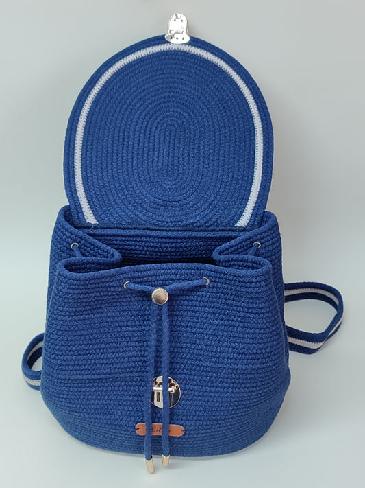 Mochila artesanal cor azul marinho Sélene feminina elegante