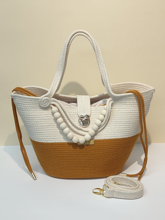 Mala artesanal Camélia Lily´s elegante em tons neutros para o verão